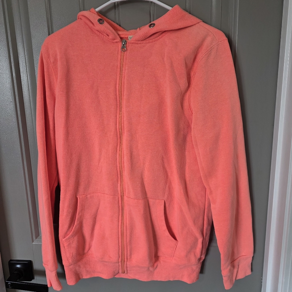 Bobby Brooks Womans Large Bright Coral Hooded Full Zip Jacket